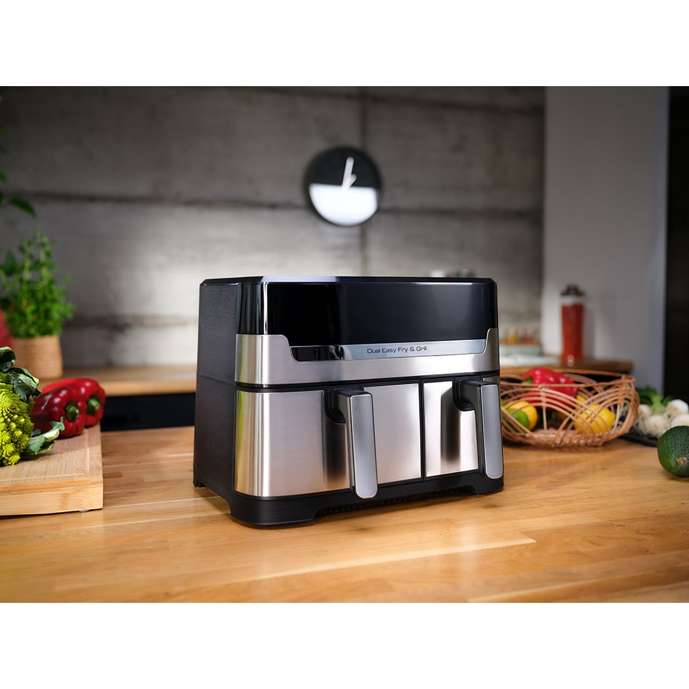 Friteuza dubla TEFAL Easy Fry&Gril EY905D10, 2.4kg, 8.3l, 2700W, negru-argintiu