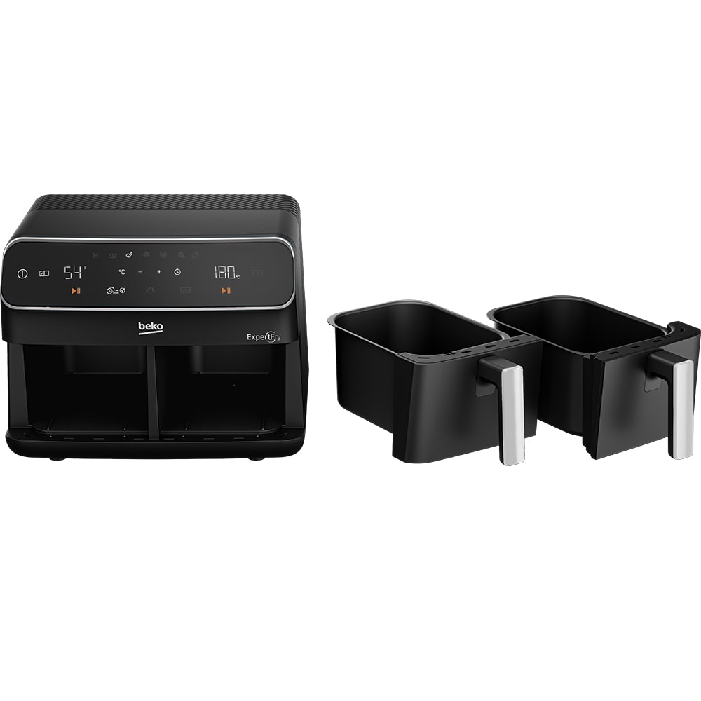 Friteuza cu aer cald dubla BEKO ExpertFry FRL5388B, 2kg, 8.5l, 2400W, negru-argintiu
