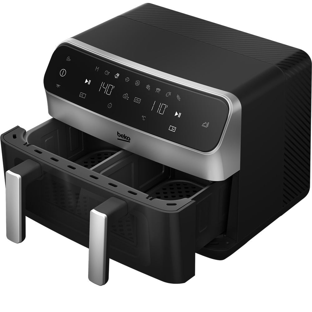 Friteuza cu aer cald dubla BEKO ExpertFry FRL6488, 9.5l, 2400W, negru-argintiu