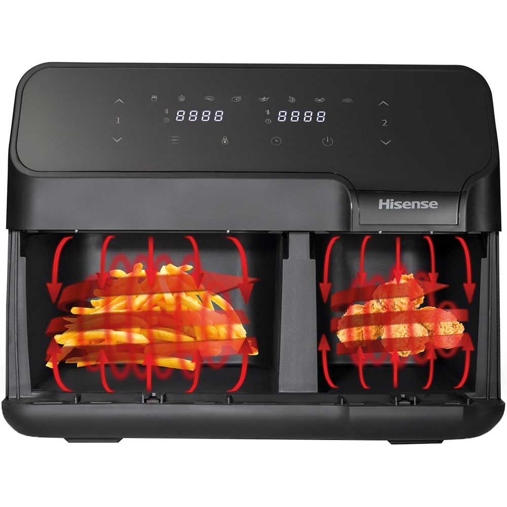 Friteuza cu aer cald dubla HISENSE HAF2900D, 8.6l, 1700W, negru-argintiu