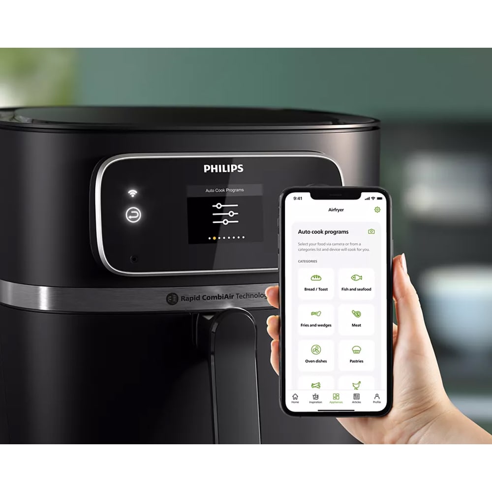 Friteuza cu aer cald PHILIPS Combi XXL HD9880/90, 2kg, 8.3l, 2200W, negru-argintiu