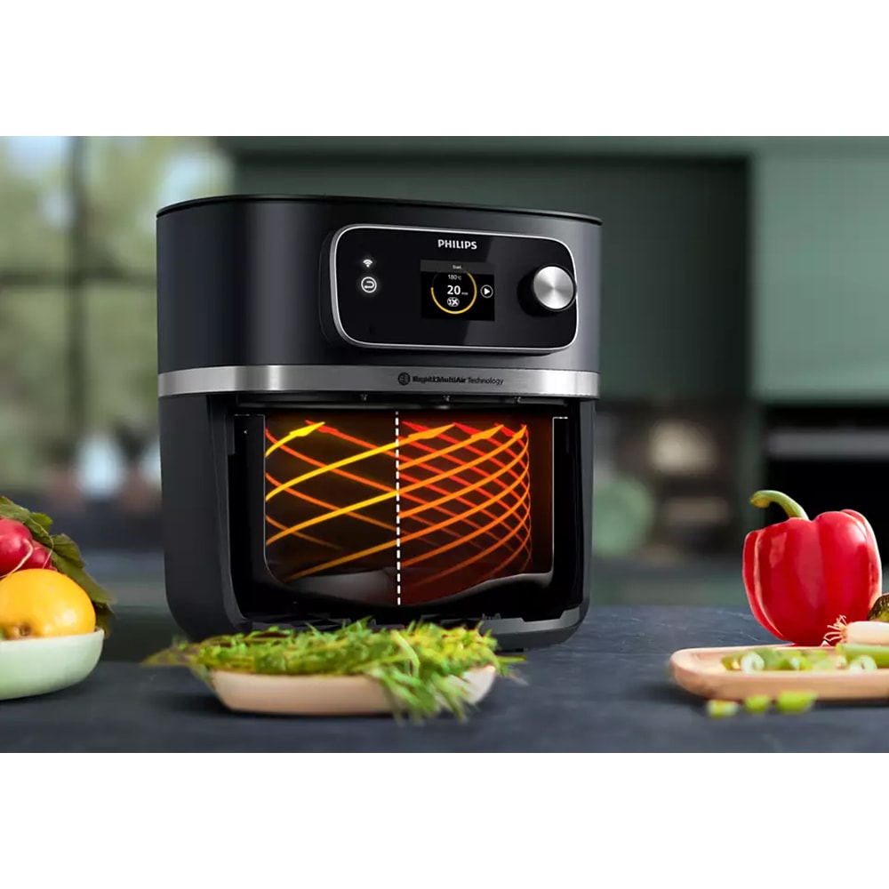 Friteuza cu aer cald PHILIPS Combi XXL HD9880/90, 2kg, 8.3l, 2200W, negru-argintiu