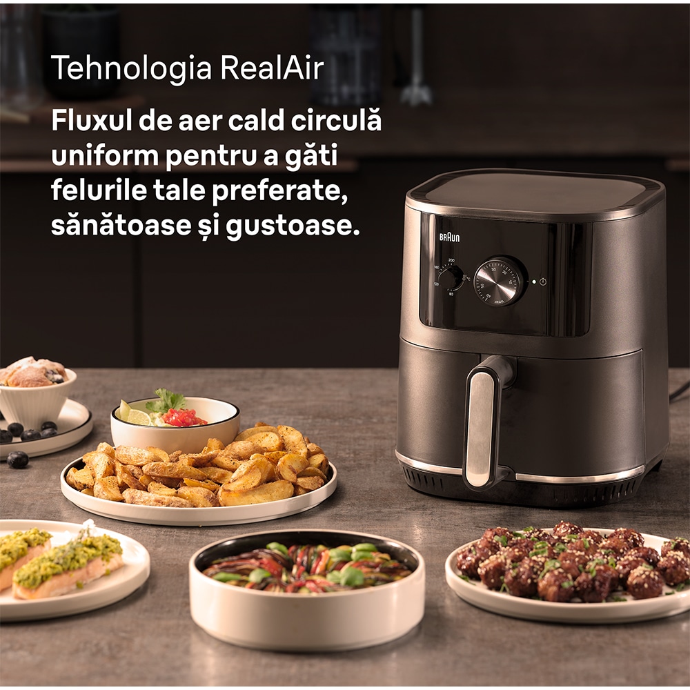 Friteuza cu aer cald BRAUN Multifry 3 HF3000, 4.3l, 1.2kg, 1500W, negru-argintiu