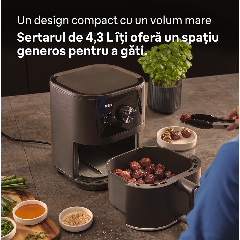 Friteuza cu aer cald BRAUN Multifry 3 HF3000, 4.3l, 1.2kg, 1500W, negru-argintiu
