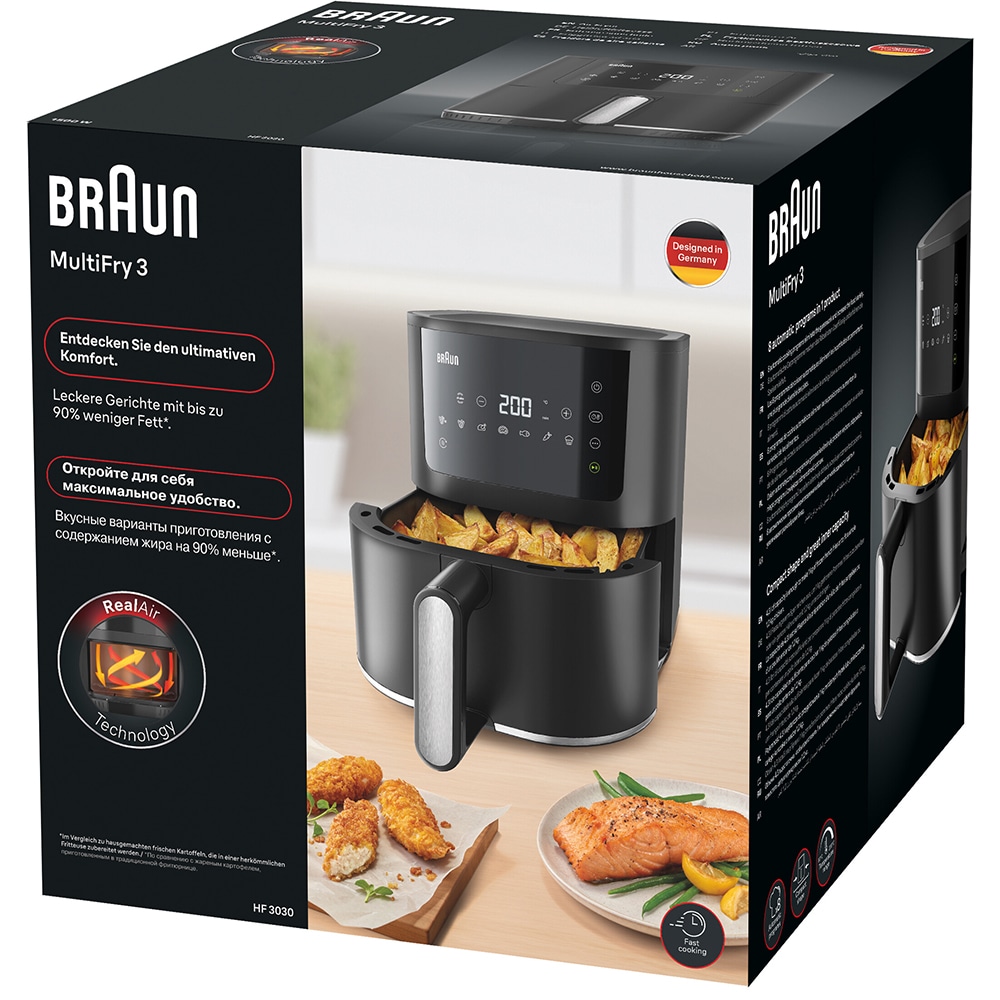 Friteuza cu aer cald BRAUN Multifry 3 HF3030, 4.3l, 1.2kg, 1500W, negru-argintiu