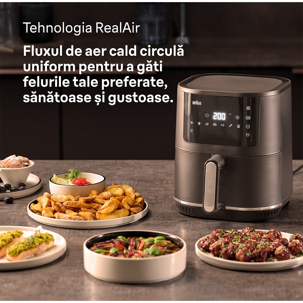 Friteuza cu aer cald BRAUN Multifry 3 HF3030, 4.3l, 1.2kg, 1500W, negru-argintiu