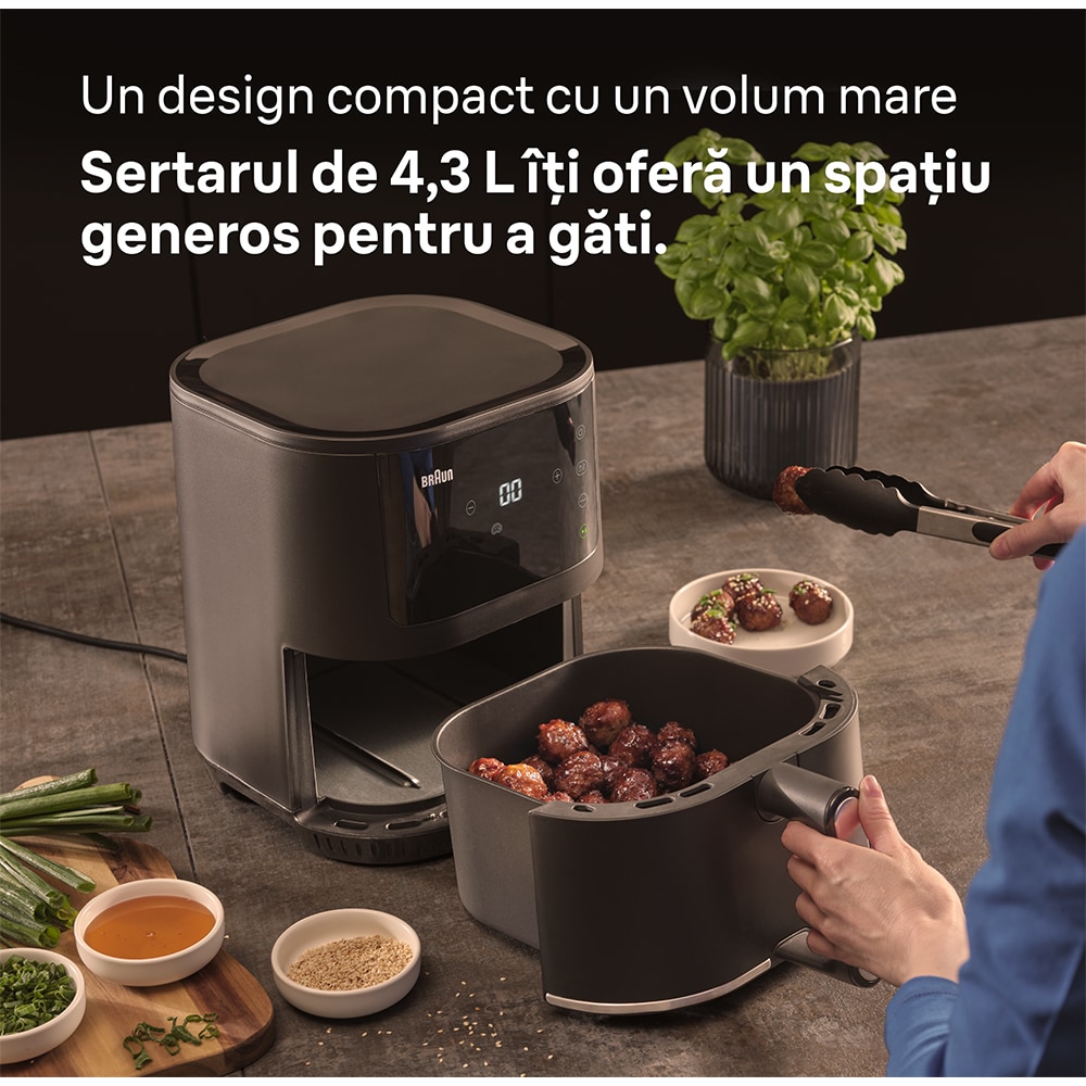Friteuza cu aer cald BRAUN Multifry 3 HF3030, 4.3l, 1.2kg, 1500W, negru-argintiu