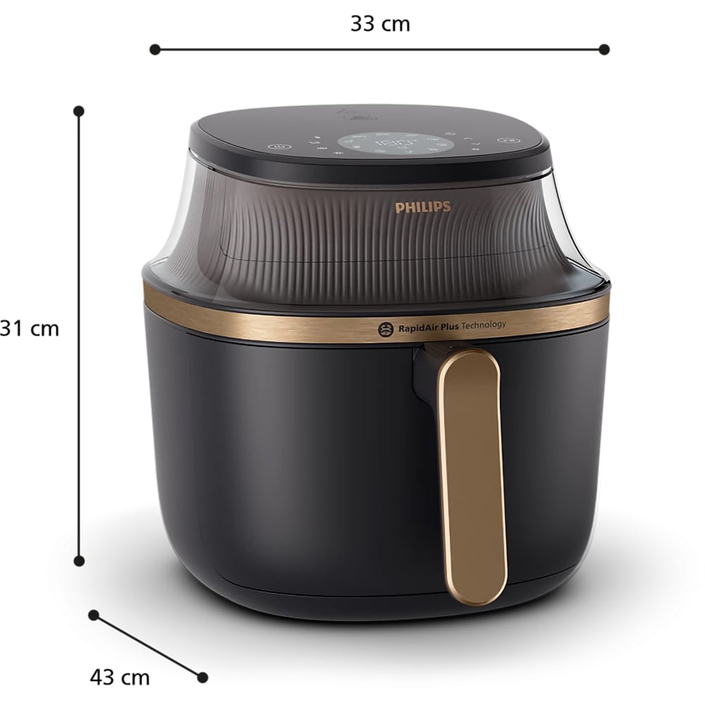 Friteuza cu aer cald PHILIPS Airfryer Seria 3000 NA332/00, 6.2l, 1700W, negru-auriu
