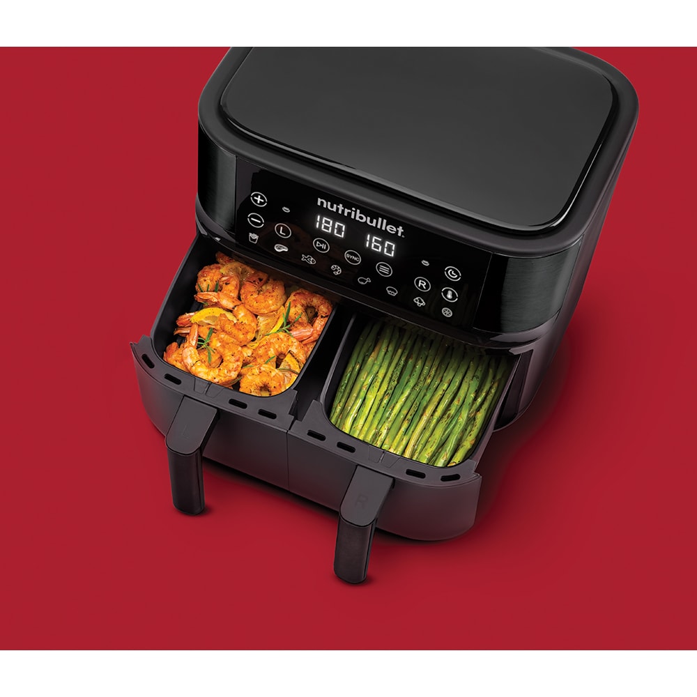 Friteuza cu aer cald NUTRIBULLET Twin Drawer NBA081B, 2x4l, 2850W, negru