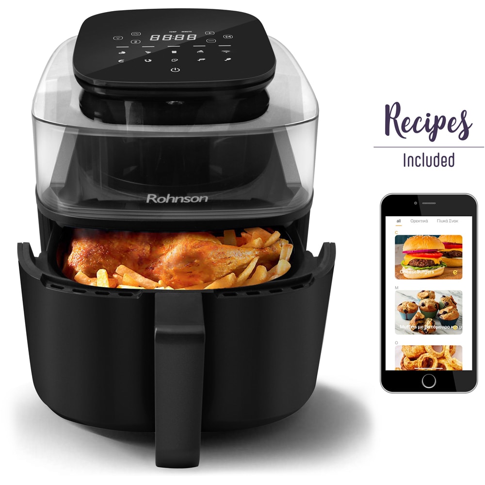 Friteuza cu aer cald ROHNSON SmartChef R2838, 5.5l, 1500W, negru