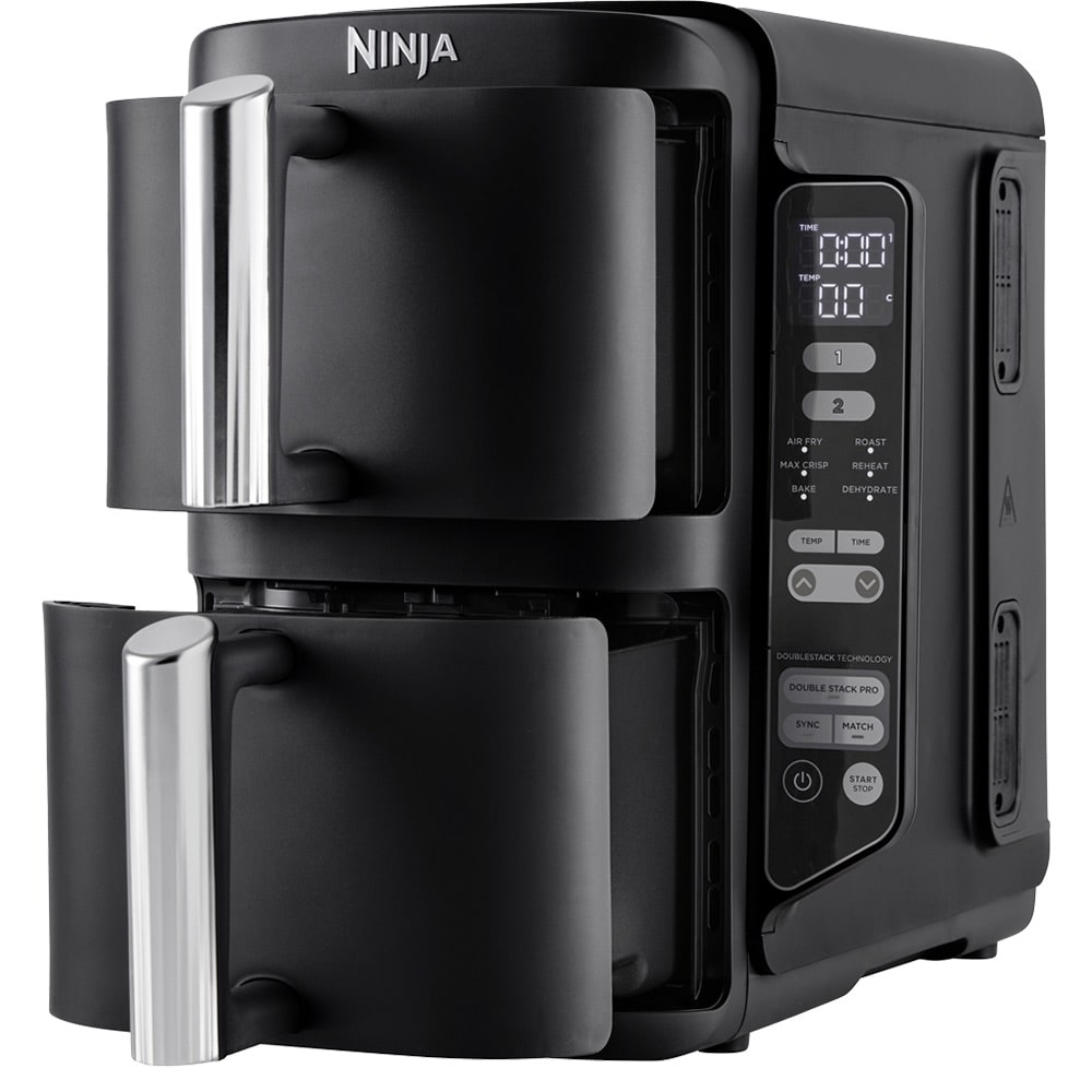 Friteuza cu aer cald dubla NINJA Double Stack SL300EU, 2kg, 7.6l, 2470W, negru-argintiu