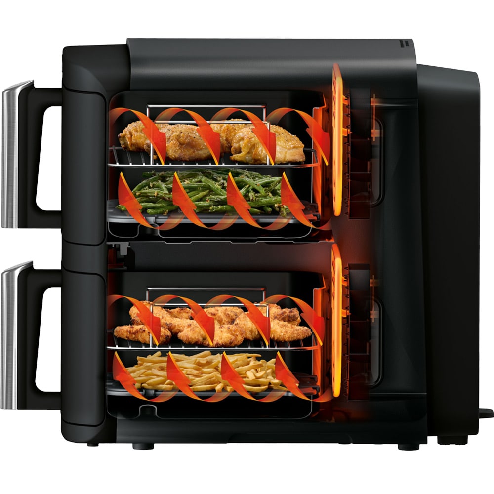 Friteuza cu aer cald dubla NINJA Double Stack SL300EU, 2kg, 7.6l, 2470W, negru-argintiu