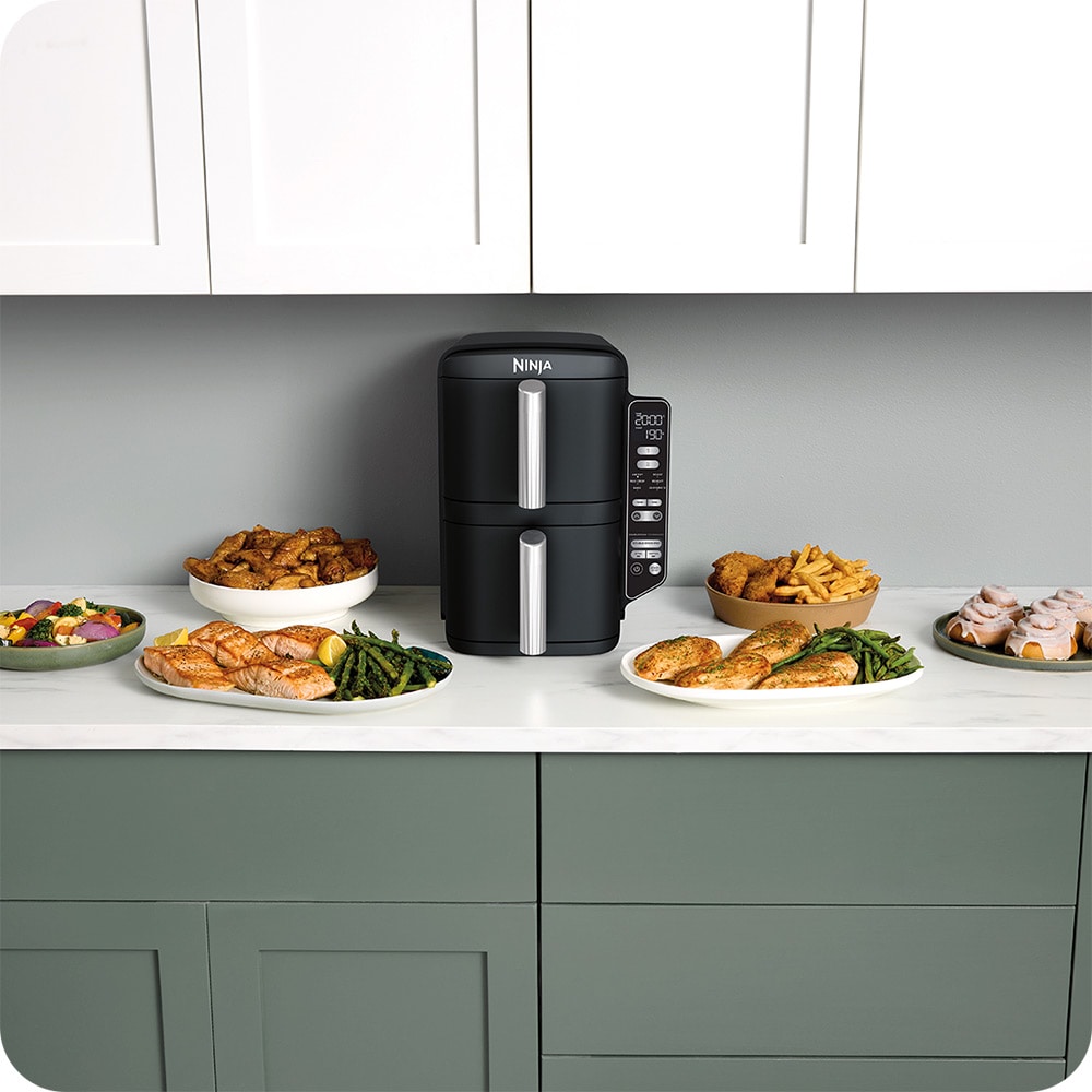 Friteuza cu aer cald dubla NINJA Double Stack SL300EU, 2kg, 7.6l, 2470W, negru-argintiu