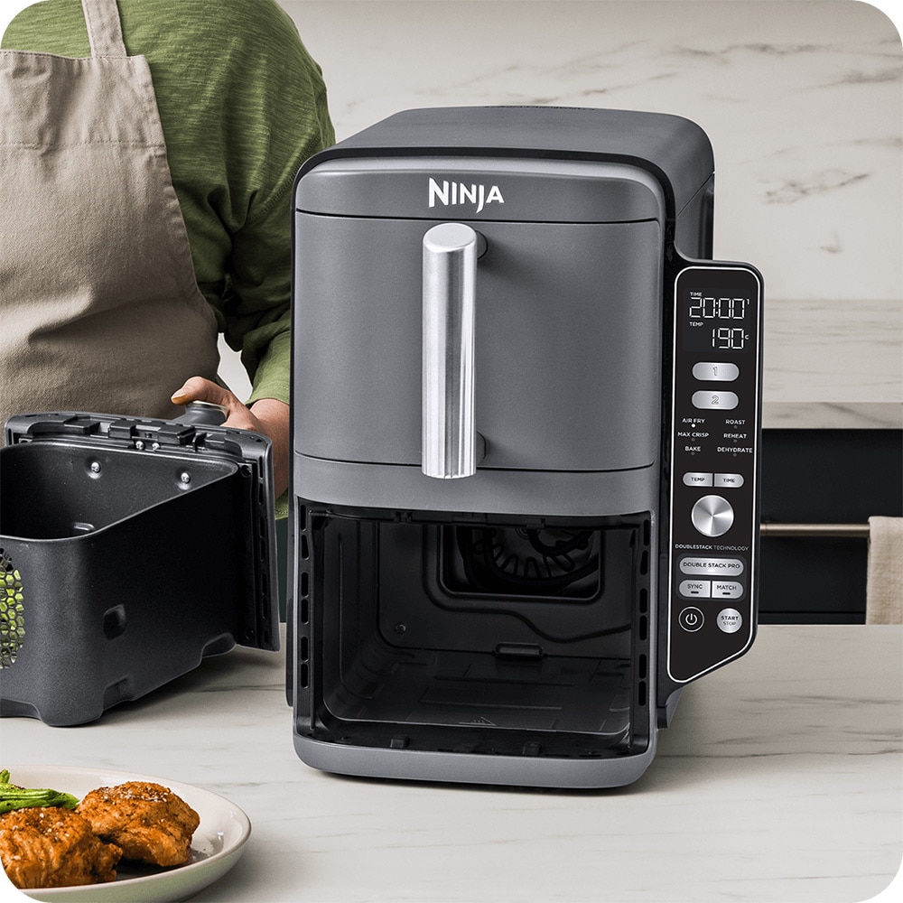 Friteuza cu aer cald dubla NINJA Double Stack XL SL400EU, 4kg, 9.5l, 2470W, gri-negru
