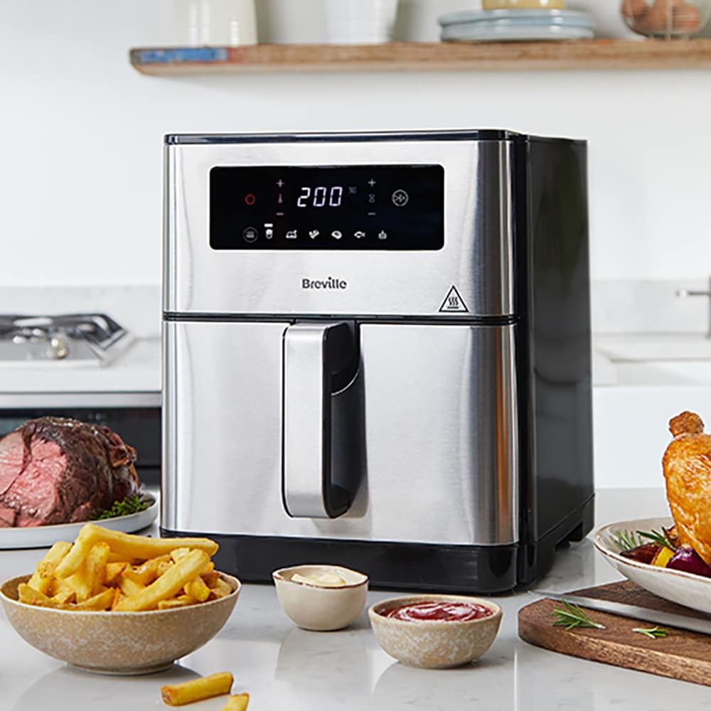 Friteuza cu aer cald BREVILLE Halo Air XL VDF131X01, 9l, 1700W, argintiu-negru