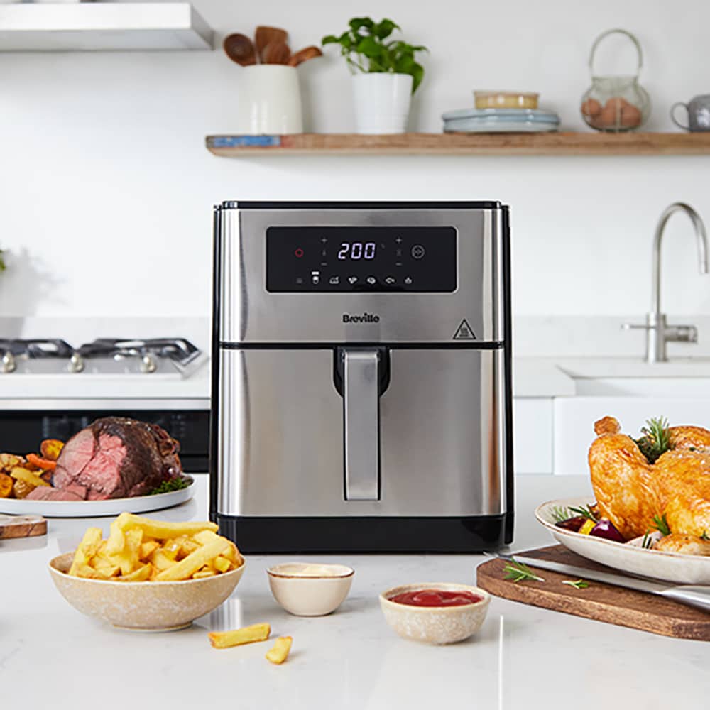 Friteuza cu aer cald BREVILLE Halo Air XL VDF131X01, 9l, 1700W, argintiu-negru