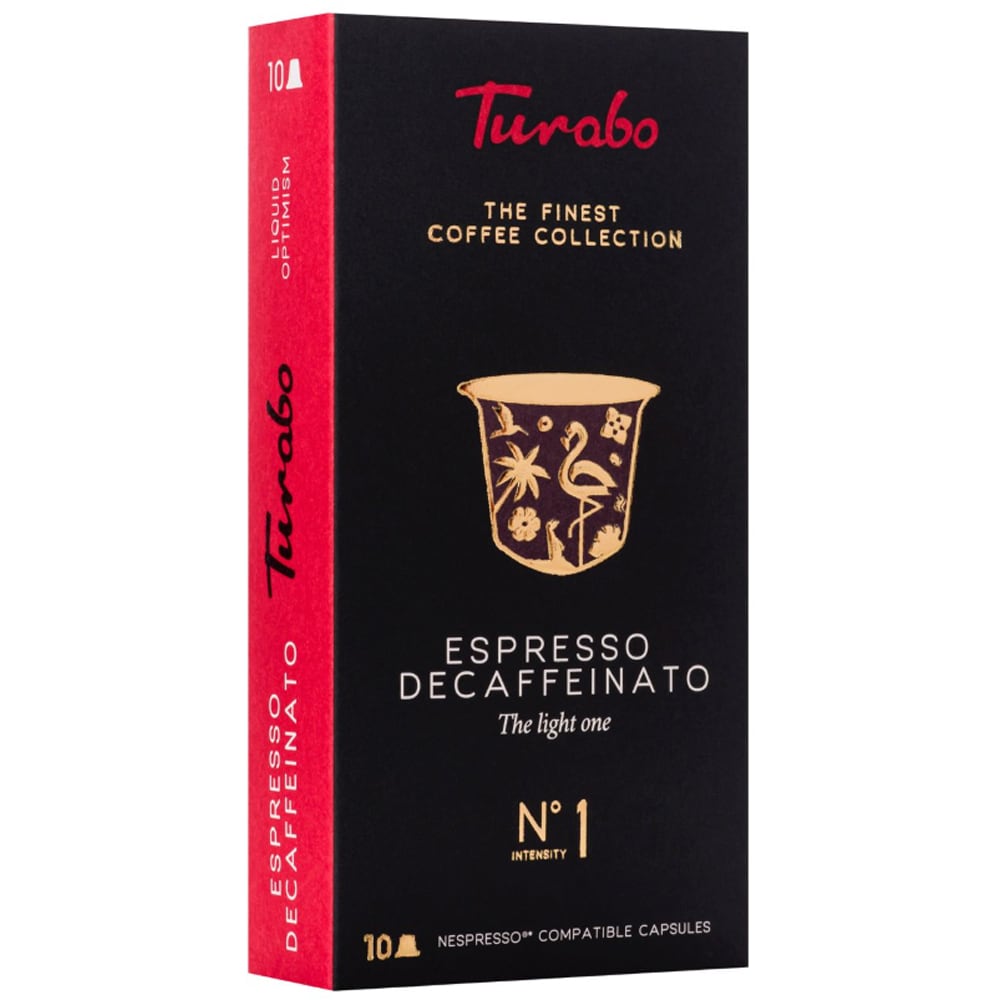 Capsule cafea TURABO Decaffeinato, compatibile Nespresso, 10 capsule, 50 g