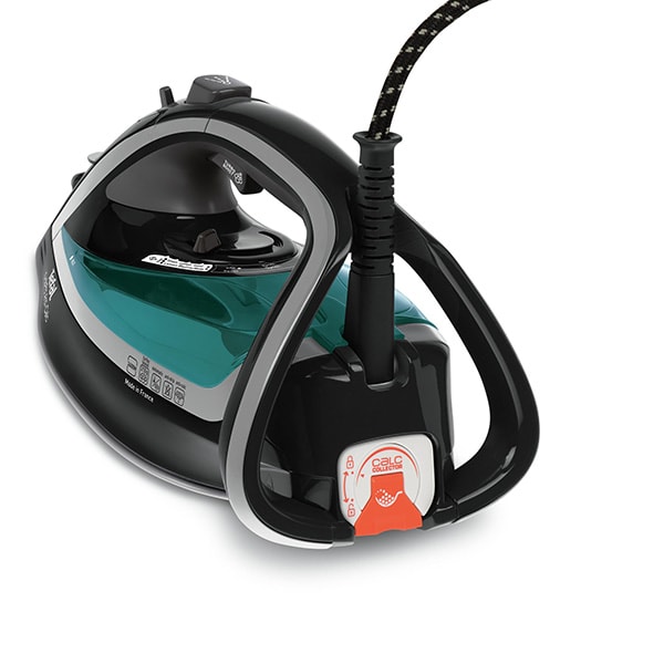 Fier de calcat TEFAL Turbo Pro Anti-calc FV5640E0, 2600W, 210g/min, 300ml, talpa Durilium AirGlide Autoclean, negru-turcoaz