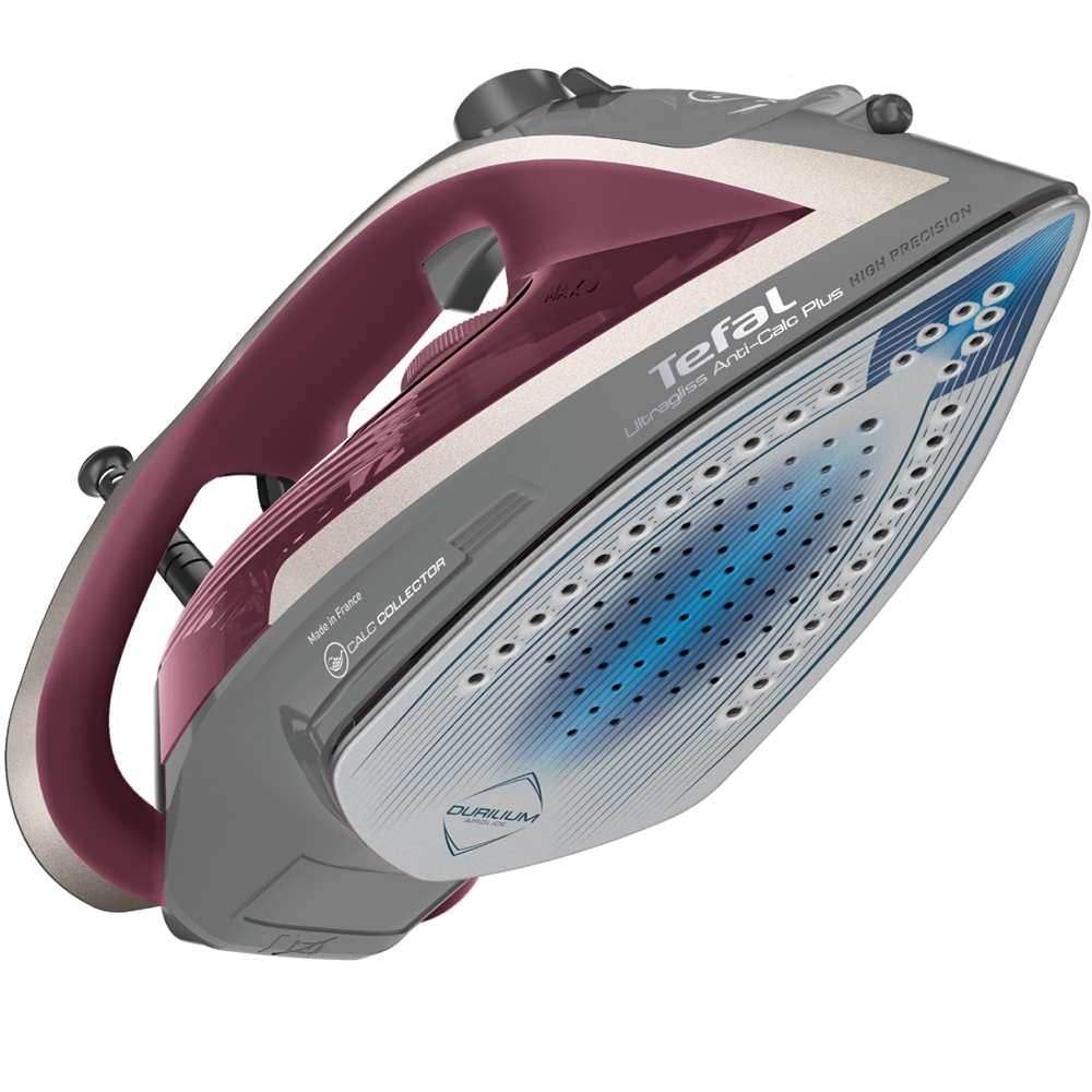 Fier de calcat TEFAL UltraGliss Plus FV6840E0, 2800W, 260g/min, 270ml, talpa Durilium AirGlide, visiniu-gri