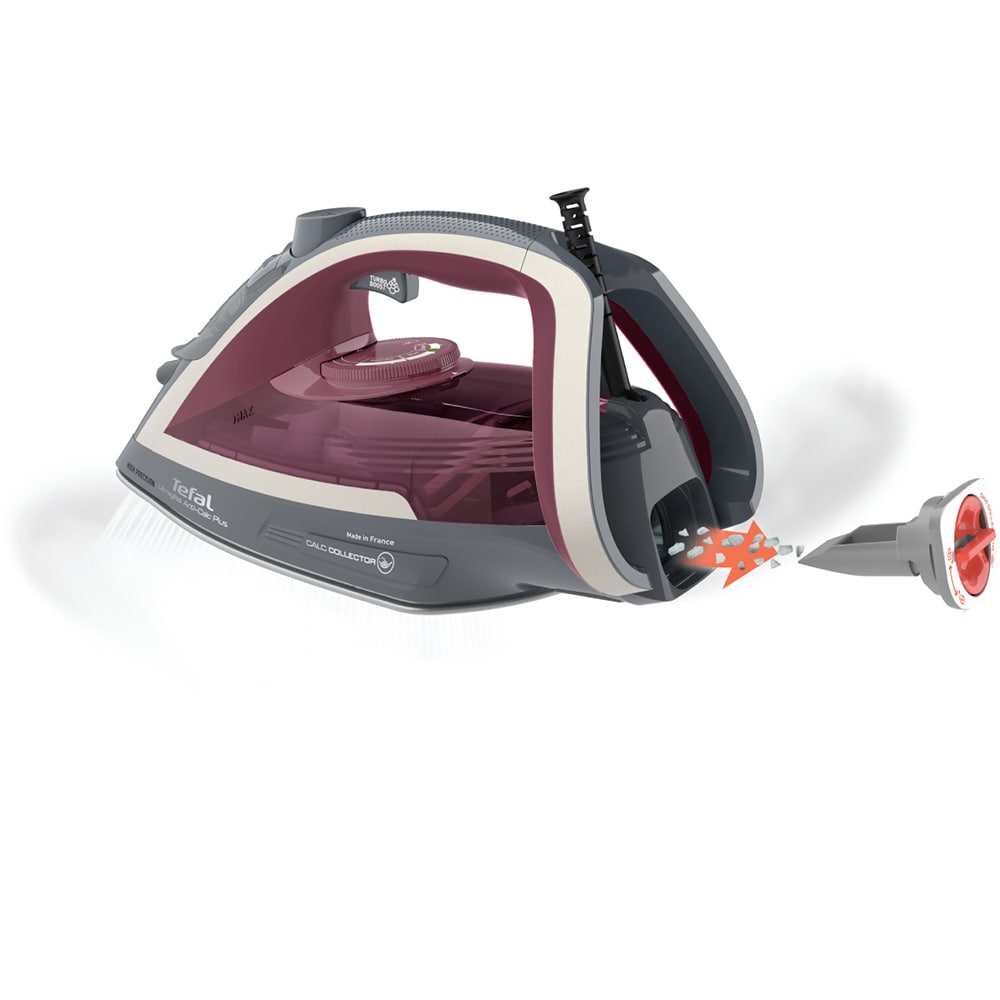 Fier de calcat TEFAL UltraGliss Plus FV6840E0, 2800W, 260g/min, 270ml, talpa Durilium AirGlide, visiniu-gri