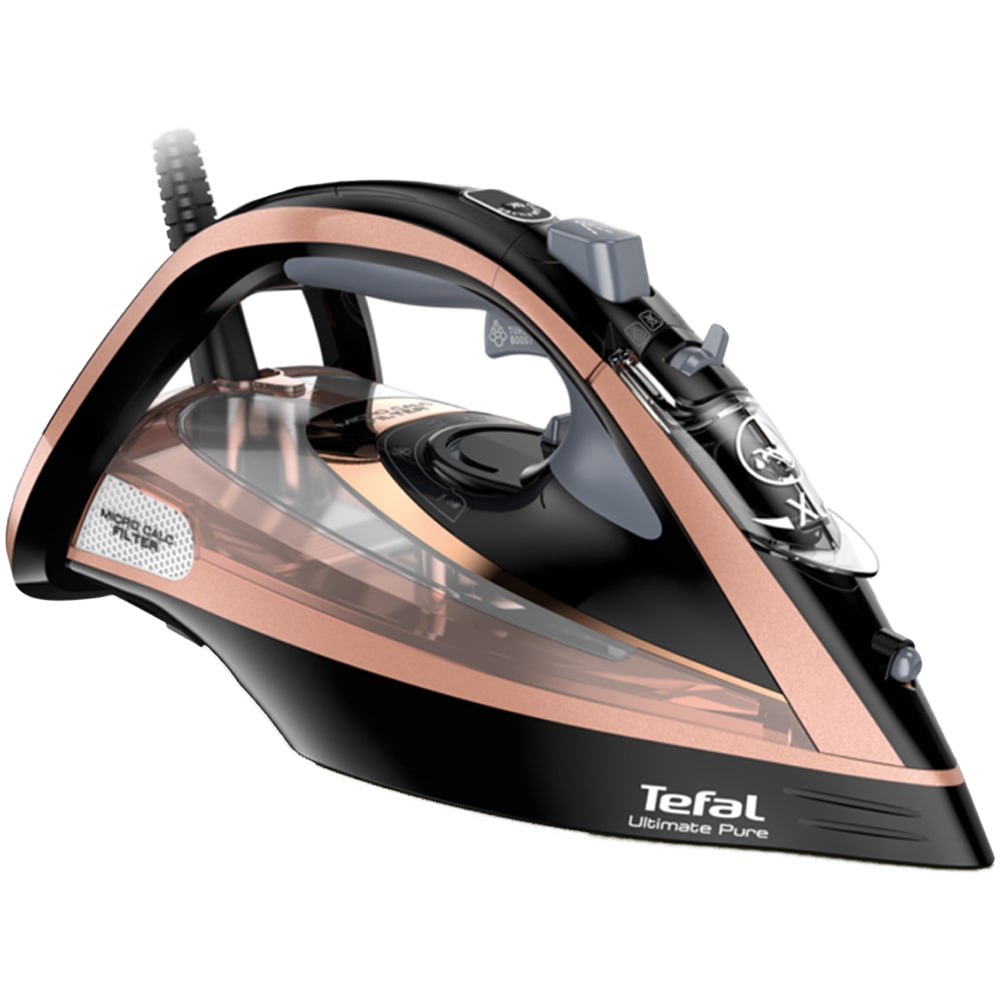 Fier de calcat TEFAL Ultimate Pure FV9845E0, 3000W, 260g/min, 350ml, talpa Durilium AirGlide, maro-negru