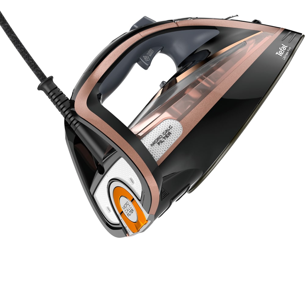 Fier de calcat TEFAL Ultimate Pure FV9845E0, 3000W, 260g/min, 350ml, talpa Durilium AirGlide, maro-negru