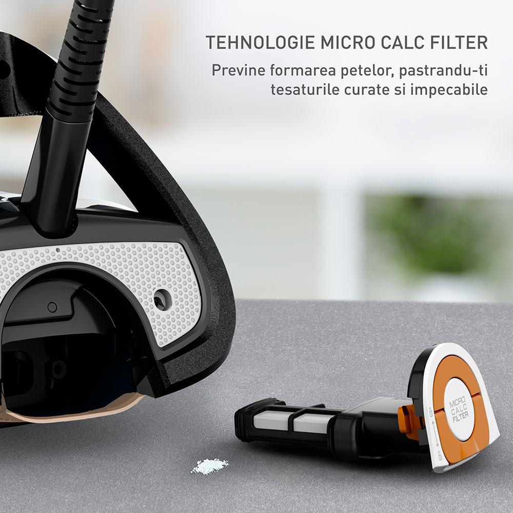 Fier de calcat TEFAL Ultimate Pure FV9852E0, 3200W, 300g/min, 350ml, talpa Durilium AirGlide AutoClean, auriu-negru