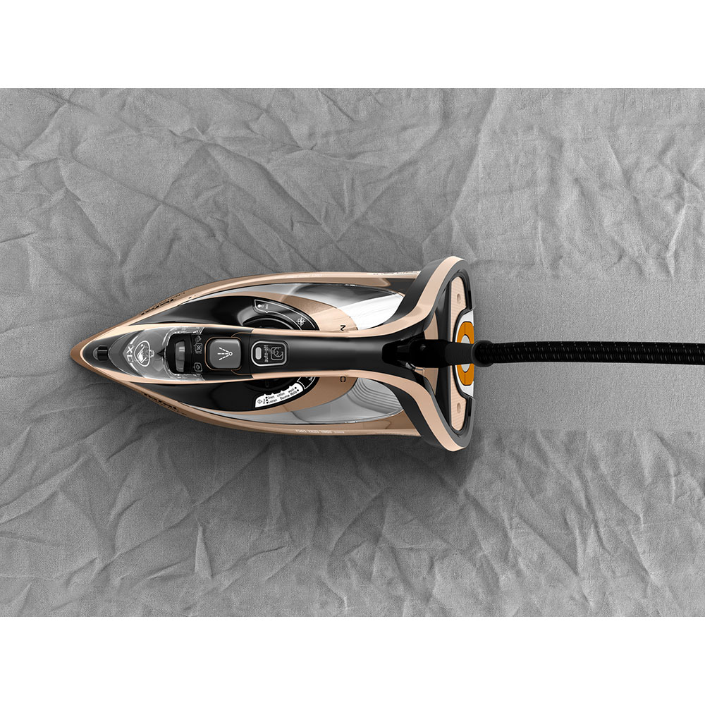 Fier de calcat TEFAL Ultimate Pure FV9852E0, 3200W, 300g/min, 350ml, talpa Durilium AirGlide AutoClean, auriu-negru