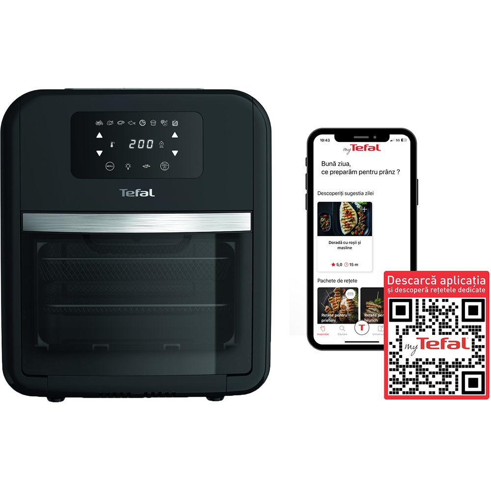 Friteuza cu aer cald multifunctionala TEFAL Easy Fry FW501815, 1.7kg, 11l, 2000W, negru-argintiu