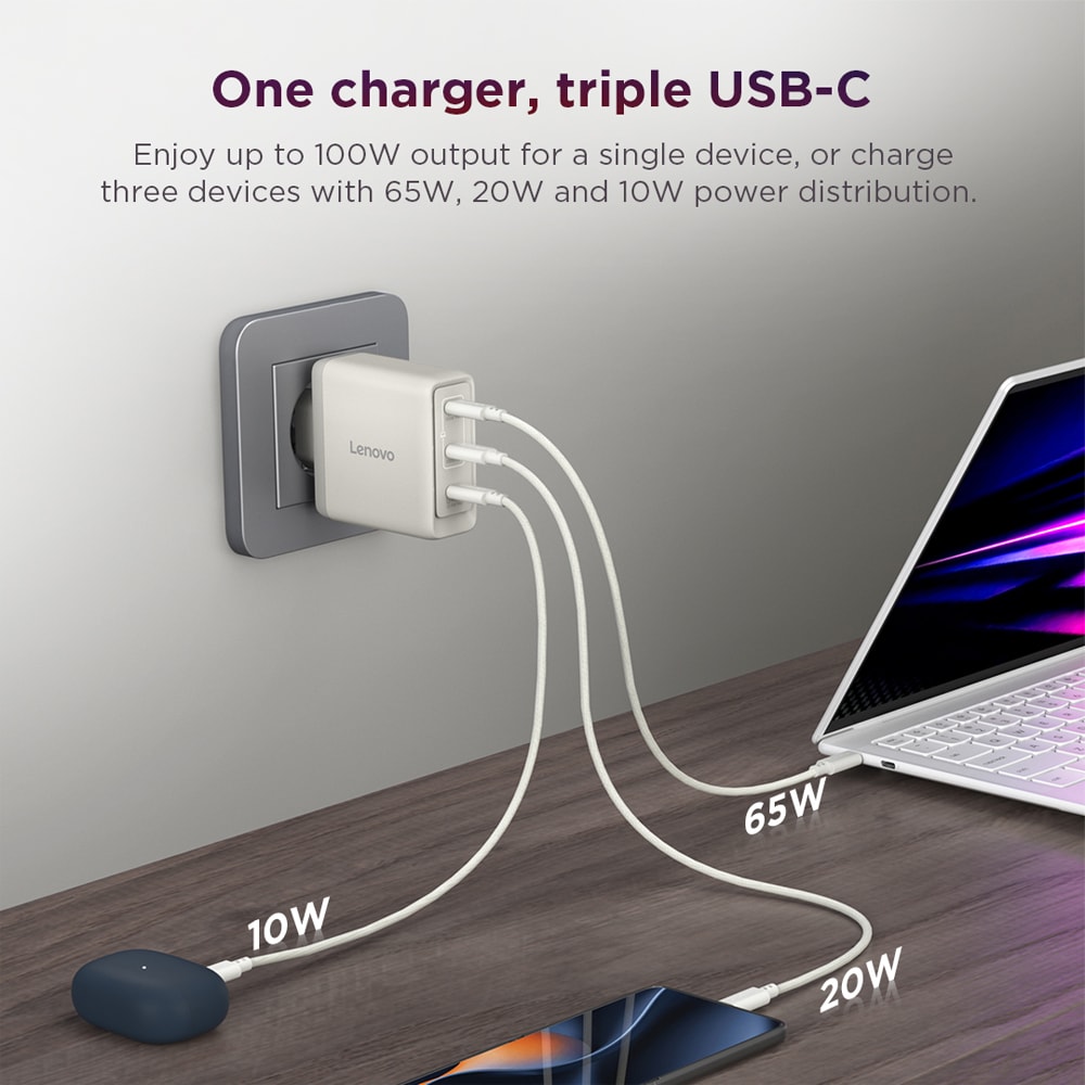 Incarcator laptop multi-port LENOVO G0A6100SEU, USB-C, 100W GaN