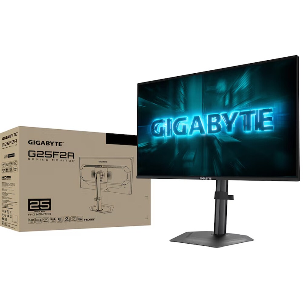 Monitor Gaming LED SS IPS GIGABYTE G25F2A, 24.5", Full HD, 240Hz, G-SYNC Compatible, HDR10, negru