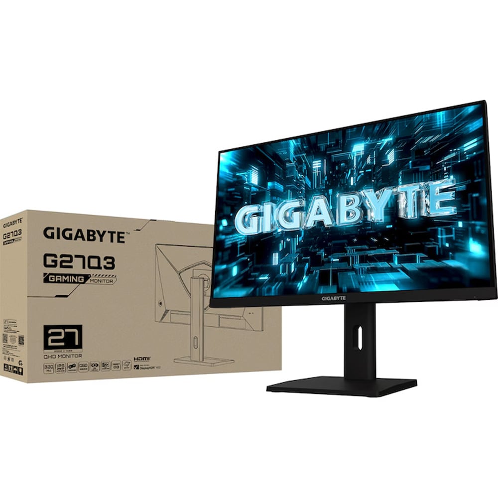 Monitor Gaming LED SS IPS GIGABYTE G27Q3, 27", QHD, 320Hz, FreeSync Premium, DisplayHDR 400, negru