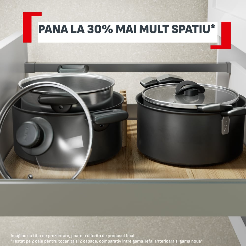 Oala cu capac TEFAL Excellence+ G3285353, 8.4l, 28 cm, aluminiu, negru
