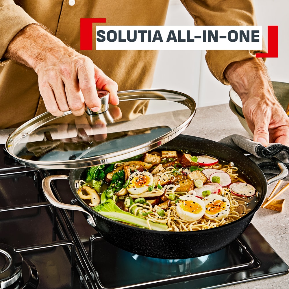 Cratita cu capac TEFAL Excellence+ G3308802, 2.2l,24 cm, aluminiu, negru
