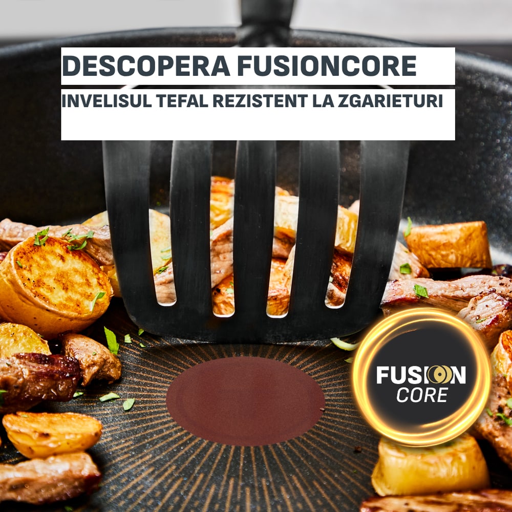 Cratita cu capac TEFAL Excellence+ G3308802, 2.2l,24 cm, aluminiu, negru