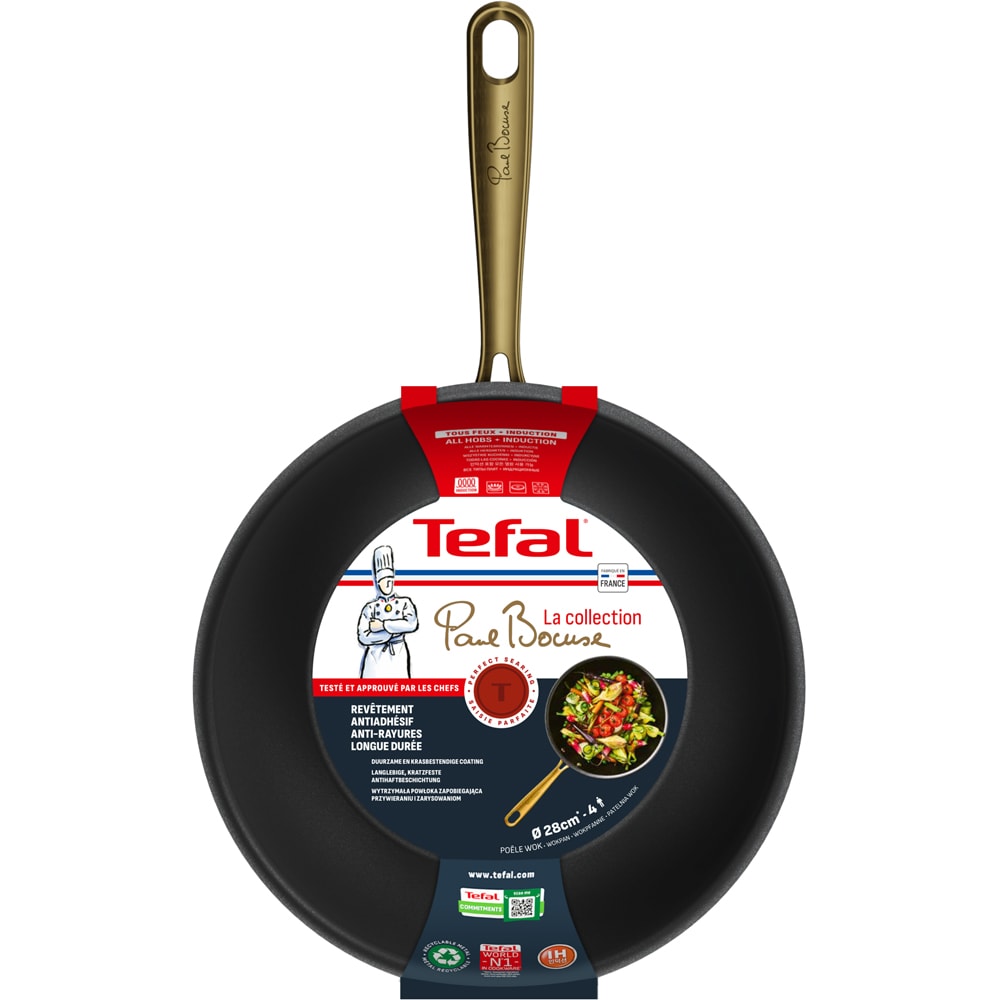 Tigaie Wok TEFAL Bocuse G3371902, aluminiu, 28cm, gri