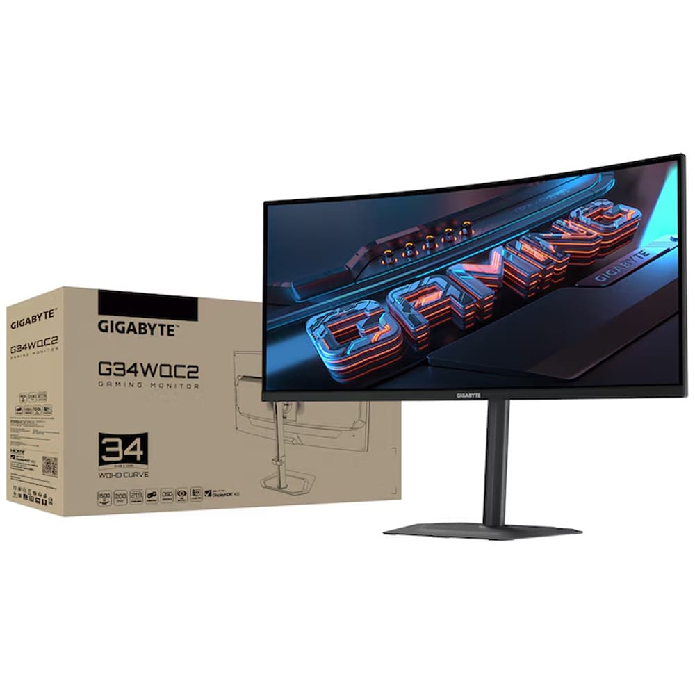 Monitor Gaming curbat LED VA Curbat GIGABYTE G34WQC2, 34", WQHD, 200Hz, DisplayHDR 400, boxe, negru