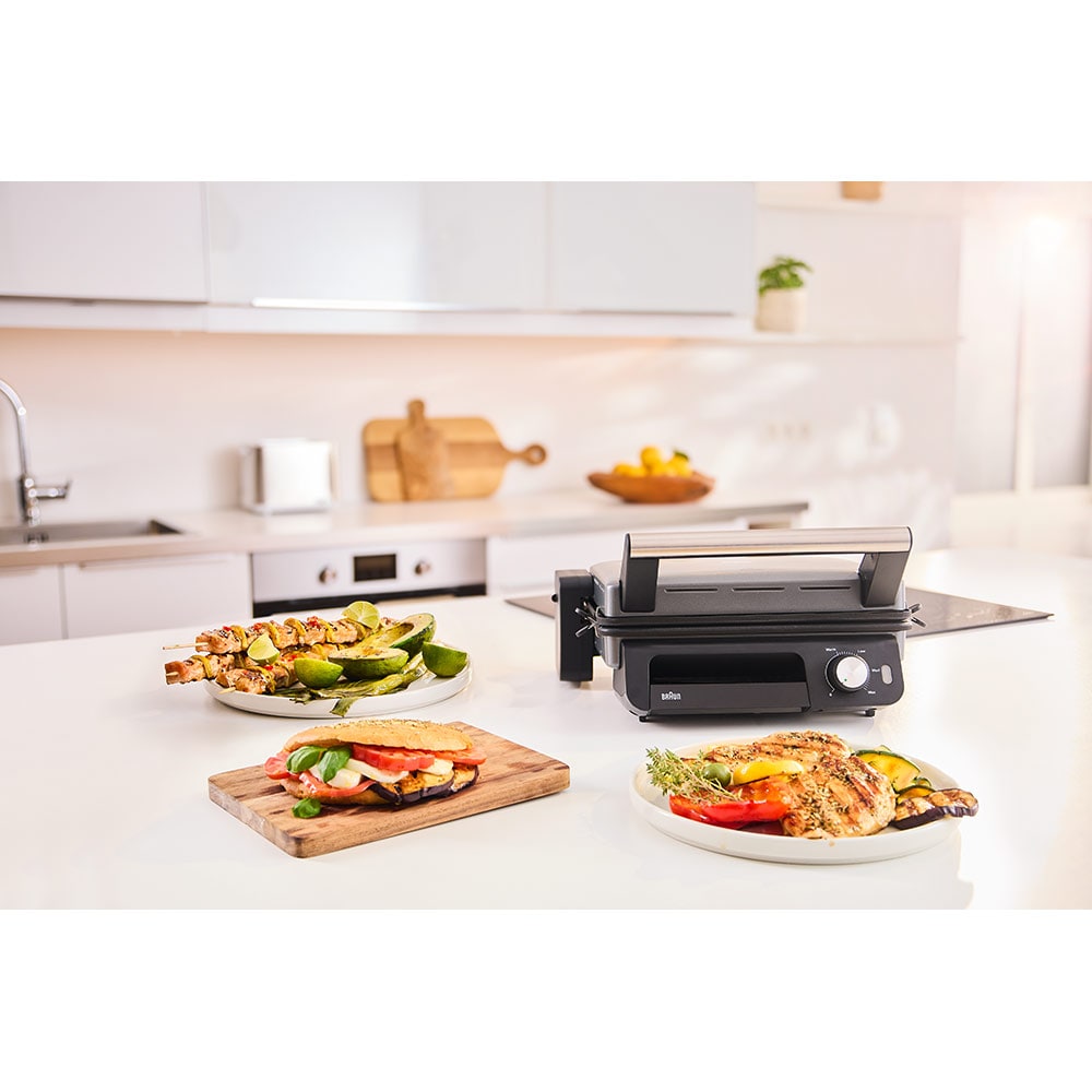 Gratar electric BRAUN MultiGrill 5 CG5033, 2000W, argintiu inchis-negru