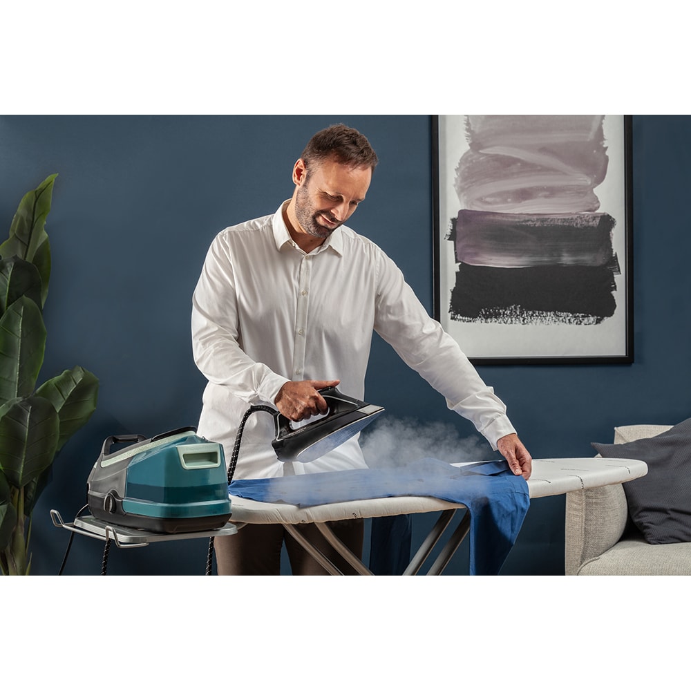 Statie de calcat ROWENTA Eco Steam Pro DG9621F0, 2800W, 500g/min, 1300ml, talpa Microsteam 400 Laser, negru-argintiu