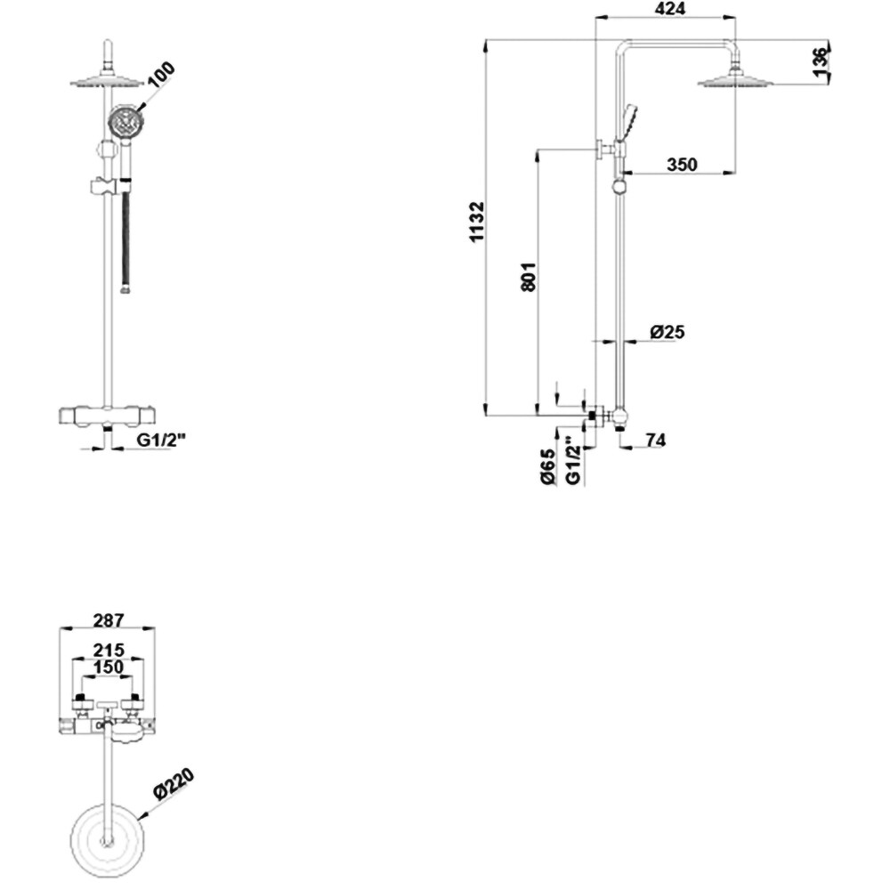 Sistem dus GALA T-147 3968200, termostat, 2 functii, argintiu