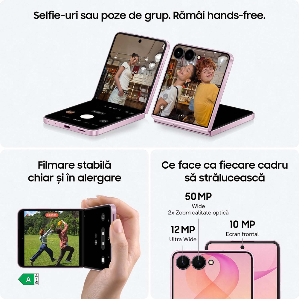 Telefon SAMSUNG Galaxy Z Flip8, 256GB, 12GB RAM, Dual SIM, Graphite
