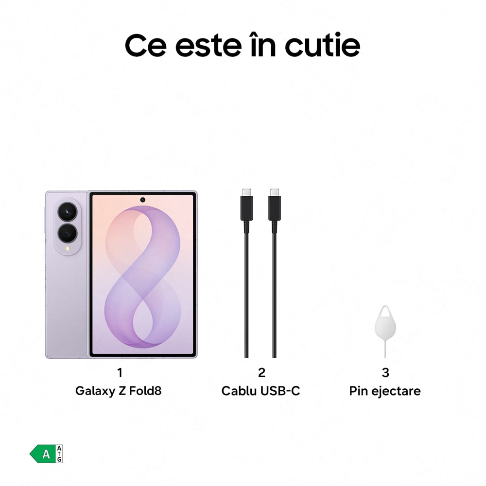 Telefon SAMSUNG Galaxy Z Fold8 5G, 512GB, 12GB RAM, Dual SIM, Lavender