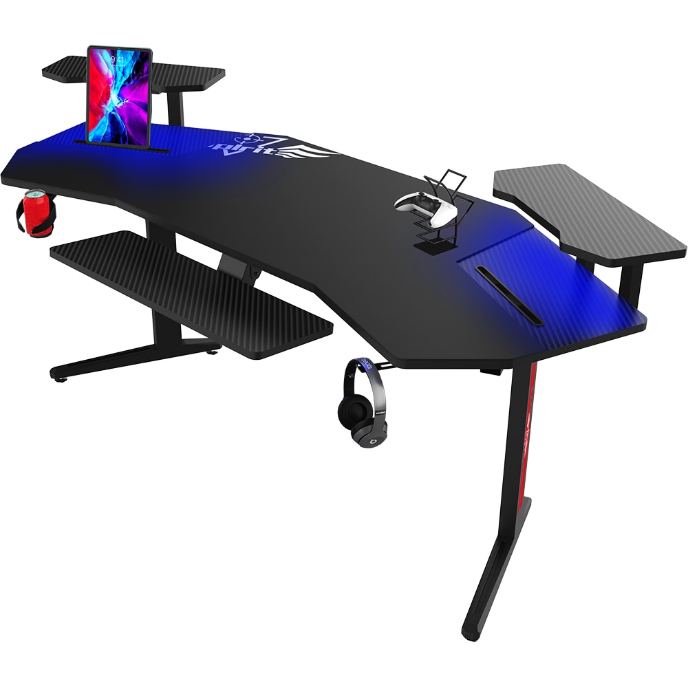 Birou gaming MYRIA MG7426, 180 x 75.5 x 75 cm, negru