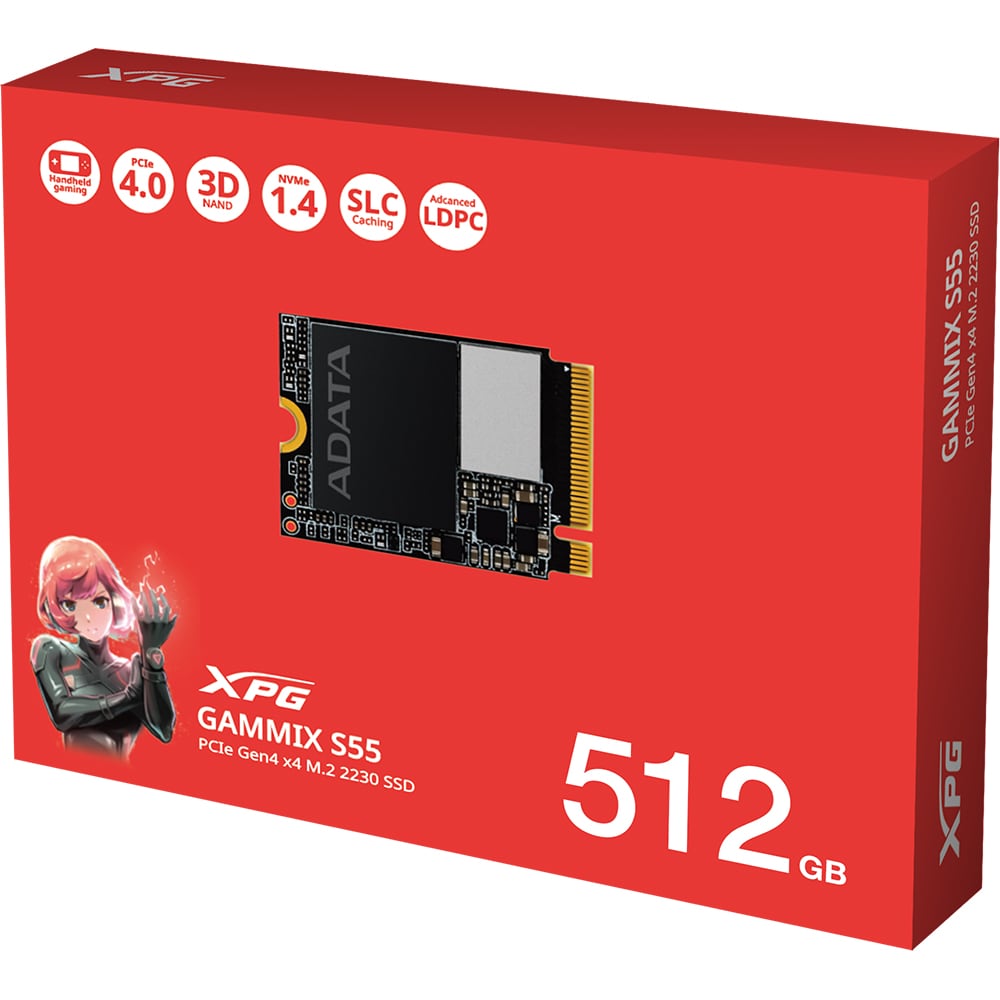 Solid-State Drive (SSD) ADATA XPG GAMMIX S55, 512GB, PCI Express 4.0 x4, M.2, SGAMMIXS55-512G-C