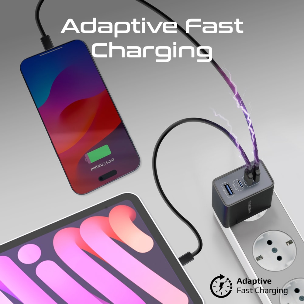 Incarcator retea PROMATE GaNPort4-67PD, 3x USB-C, 1x USB-A, 67W, negru