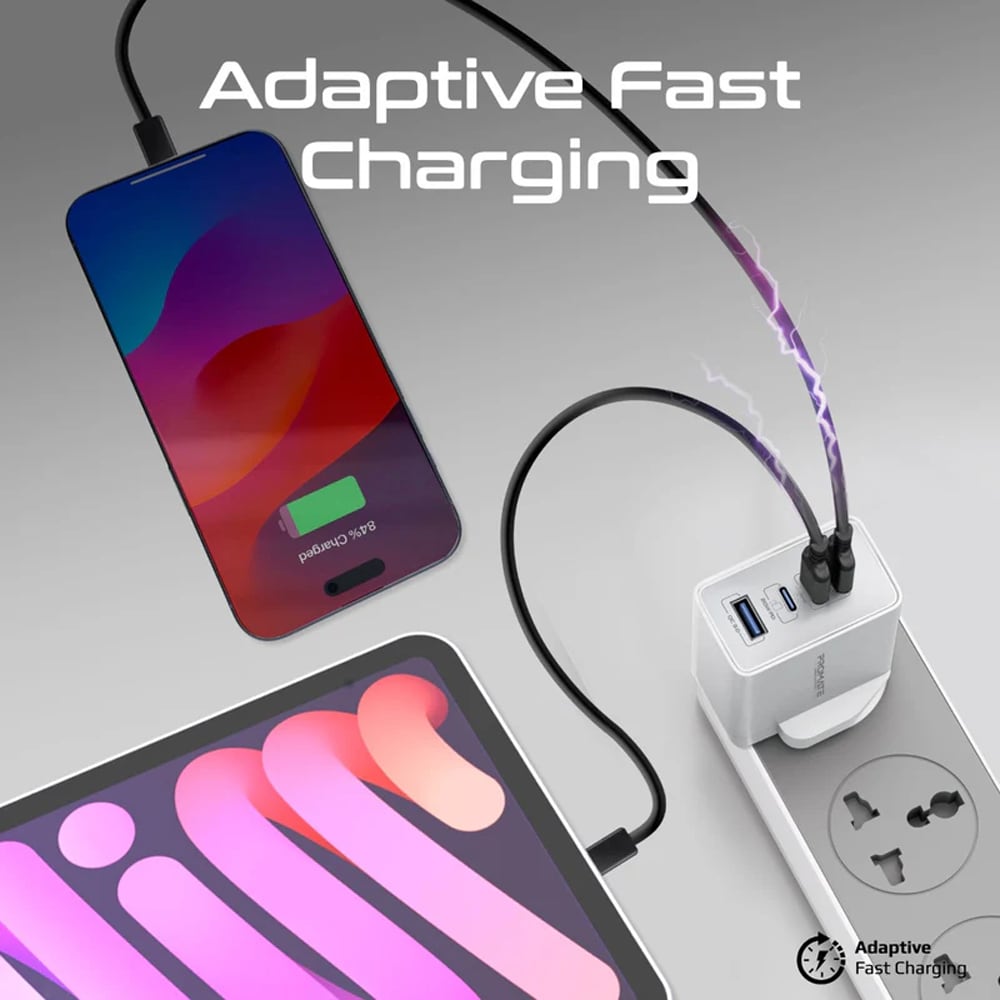 Incarcator retea PROMATE GaNPort4-67PD, 3x USB-C, 1x USB-A, 67W, alb