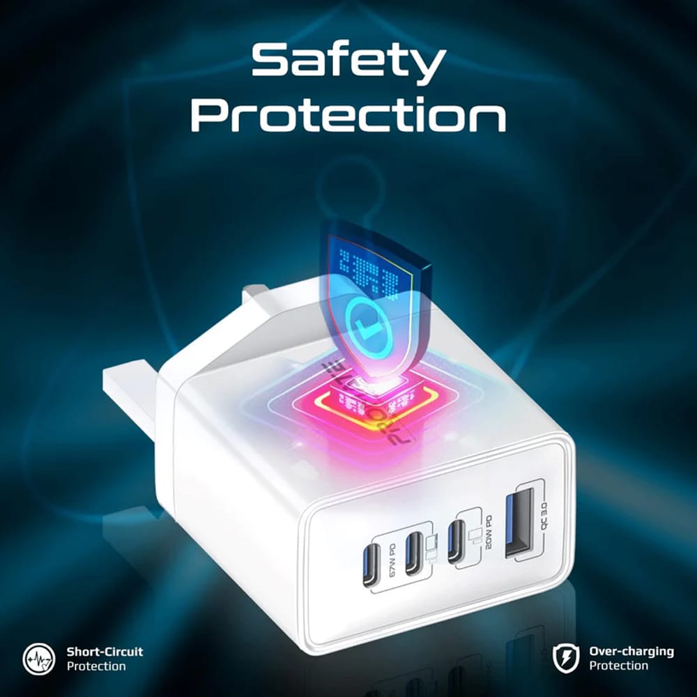 Incarcator retea PROMATE GaNPort4-67PD, 3x USB-C, 1x USB-A, 67W, alb