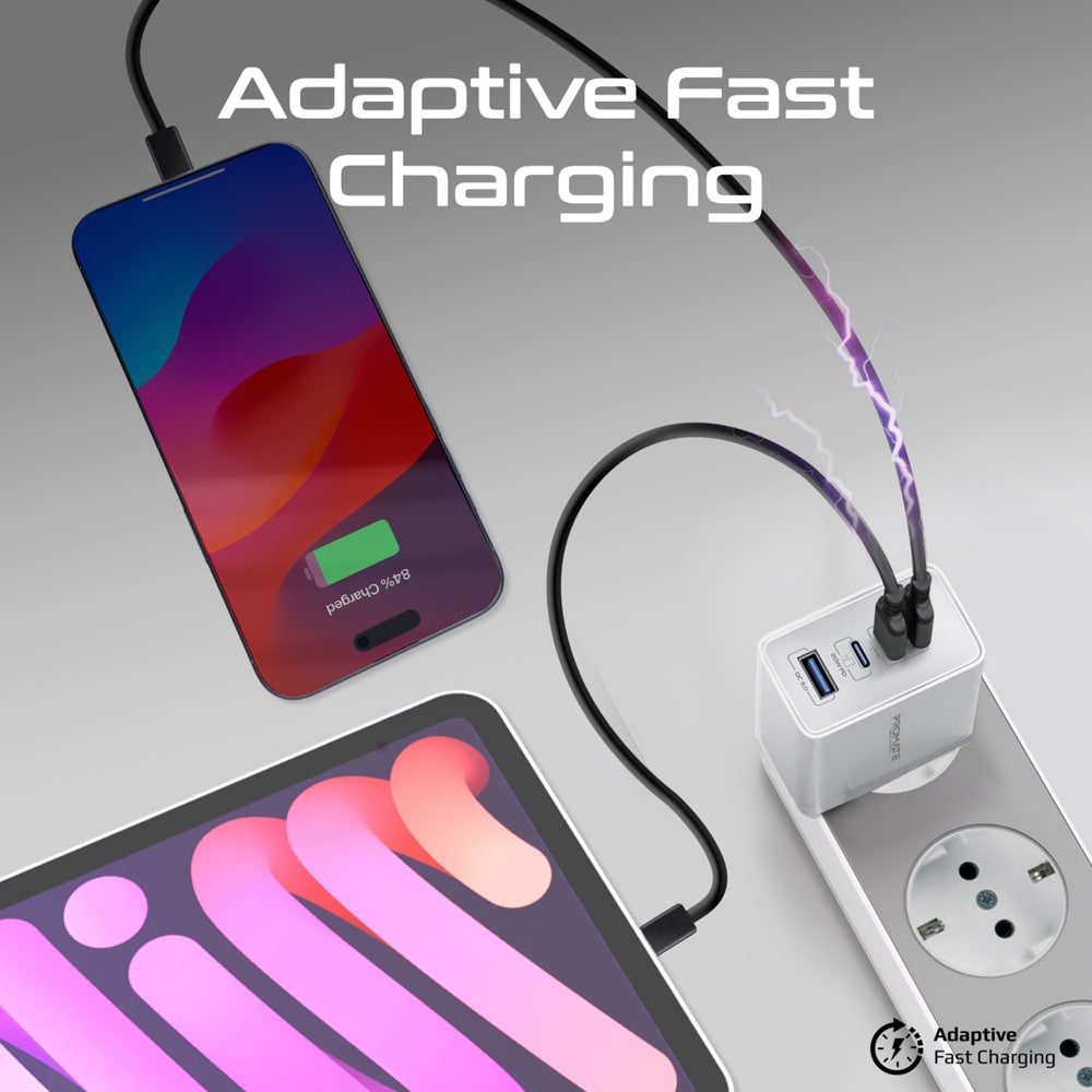 Incarcator retea PROMATE GaNPort4-67PD, 3x USB-C, 1x USB-A, 67W, alb