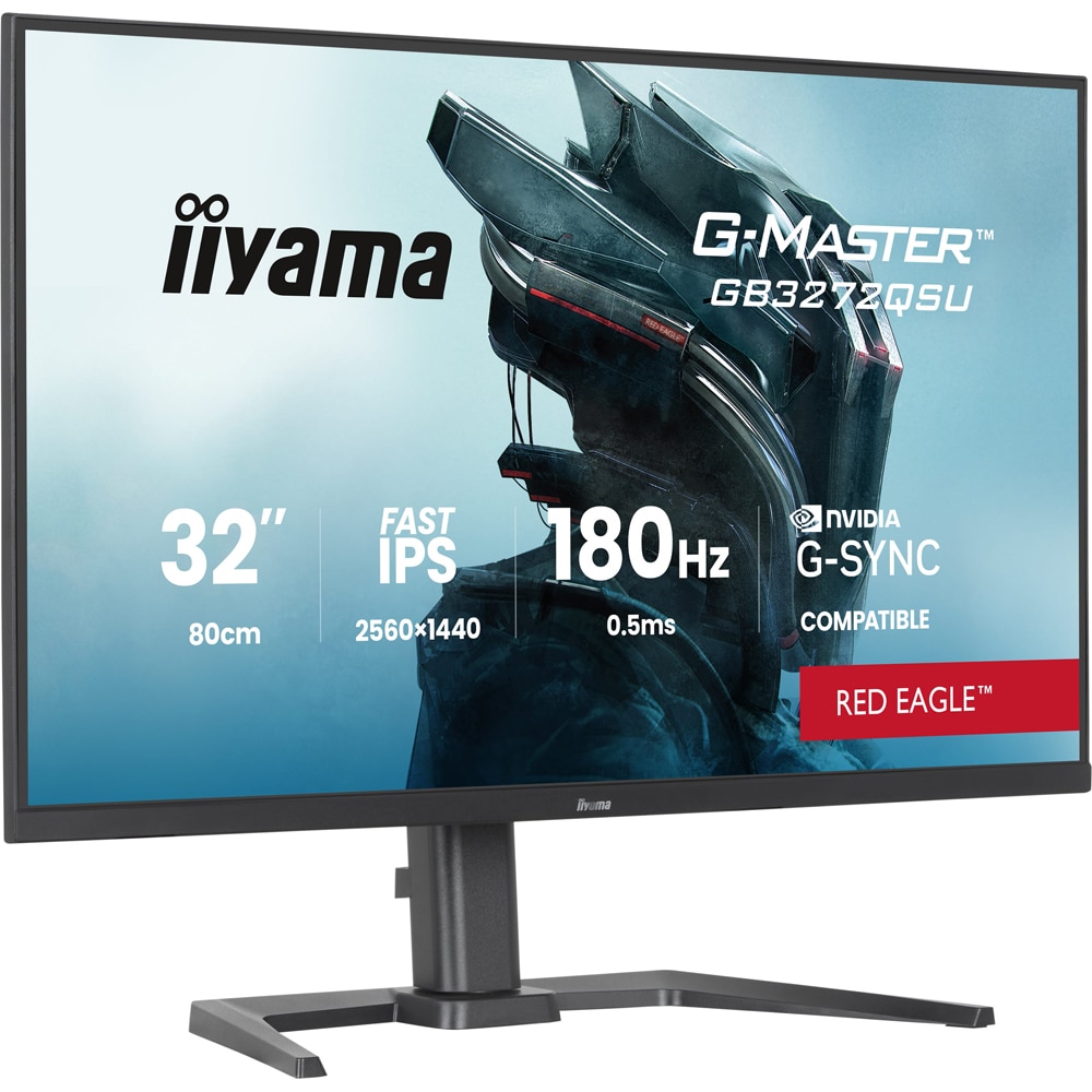 Monitor Gaming LED Fast IPS IIYAMA G-Master GB3272QSU-B1, 31.5", QHD, 180Hz, G-SYNC Compatible, negru