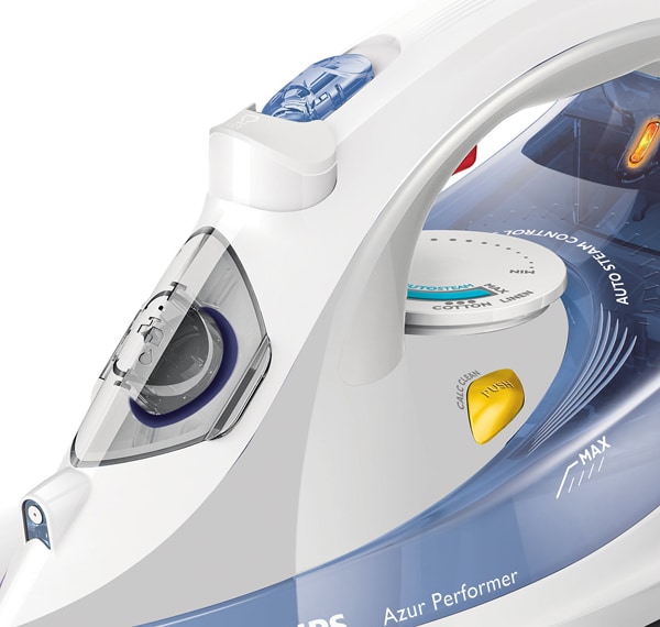 Fier de calcat PHILIPS Azur Performer GC3802/20, 2400W, 140g/min, 300ml, talpa SteamGlide, alb-albastru
